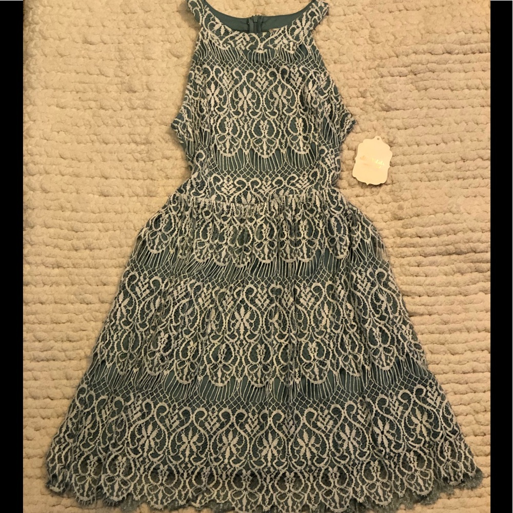 Teal lace dress